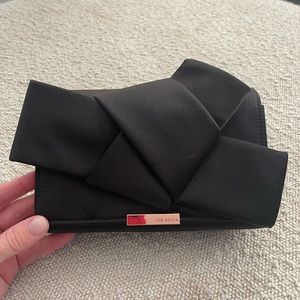 Ted Baker London Black Satin clutch with rose gold details